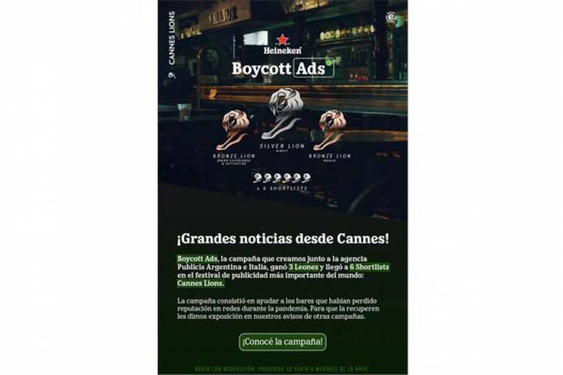 “Boycott Ads” de Heineken galardonada en Cannes Lions