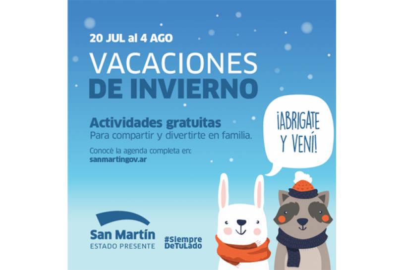 En vacaciones de invierno, San Martín tendrá las mejores propuestas y actividades gratuitas