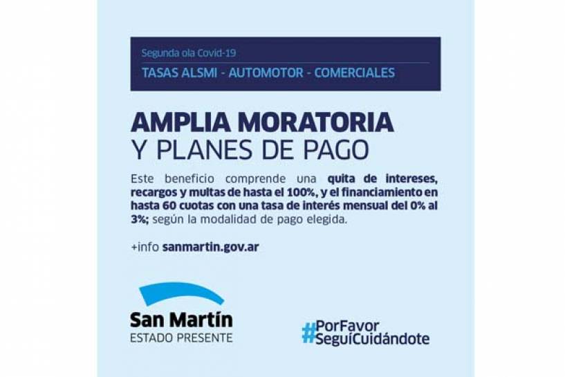 San Martín lanza una amplia moratoria y facilidades de pago para las tasas municipales
