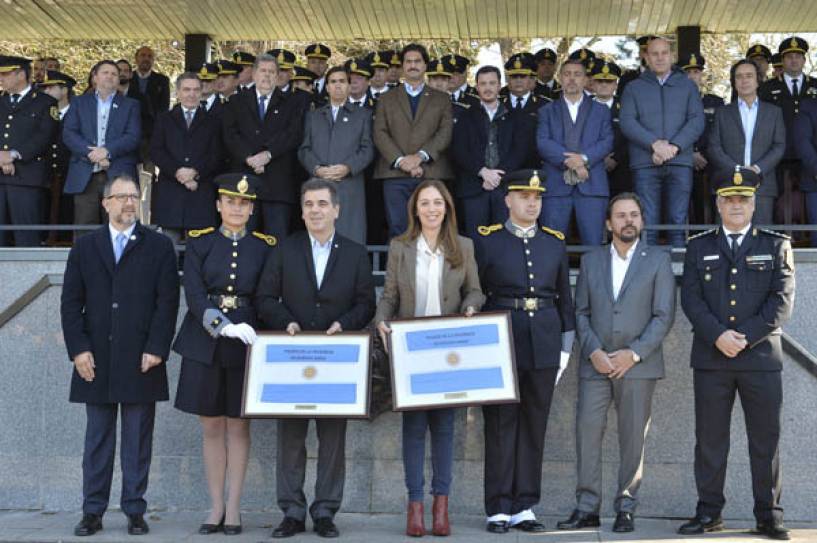 Vidal y Ritondo encabezaron el acto de la jura de la bandera nacional de 2200 cadetes de la Policía Bonaerense