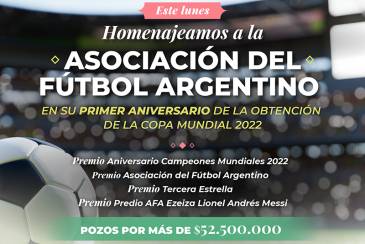El Hipódromo de Palermo homenajea a la Asociación del Fútbol Argentino en su primer aniversario de la obtención de la copa mundial 2022